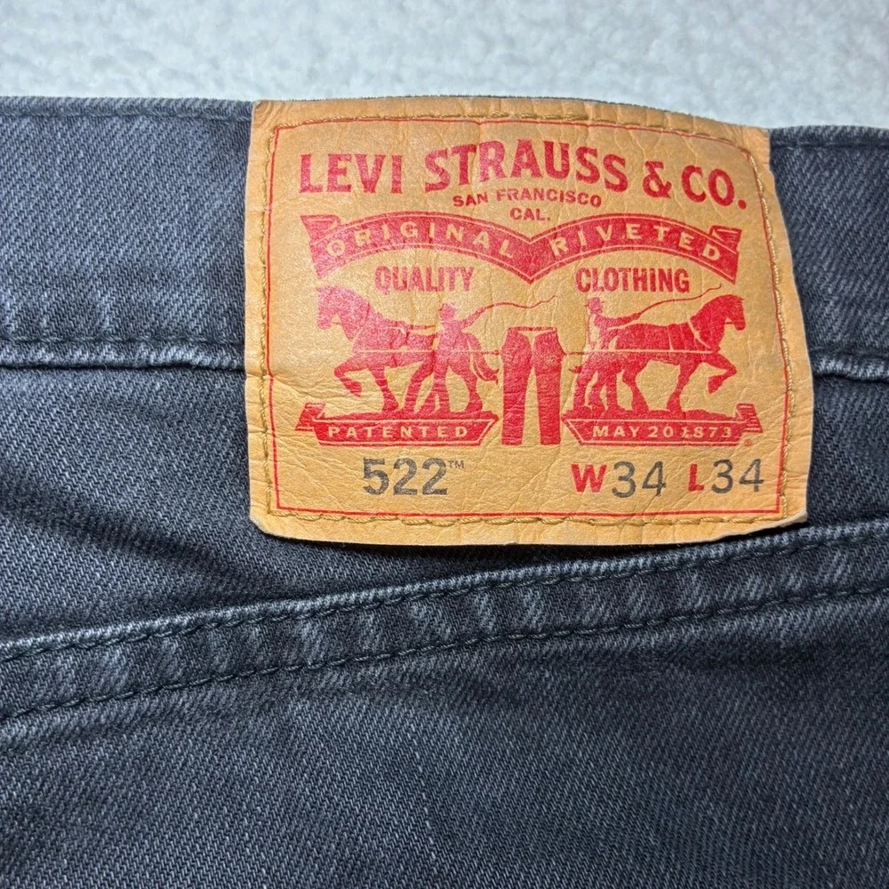 Levis 522 Slim Taper Jeans Men 34x34 Black Stretch Denim Casual Discontinued